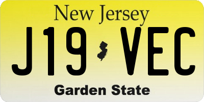 NJ license plate J19VEC