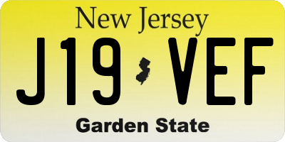 NJ license plate J19VEF