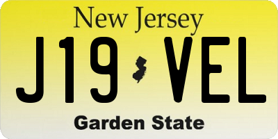 NJ license plate J19VEL