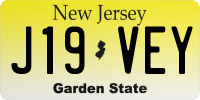 NJ license plate J19VEY