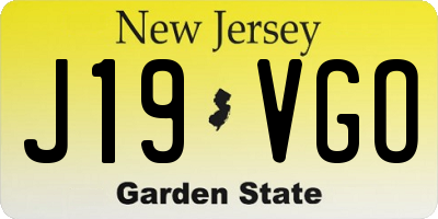 NJ license plate J19VGO