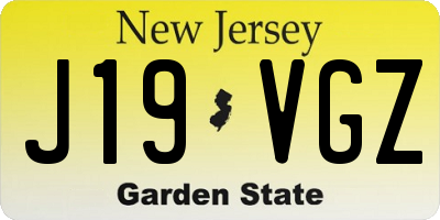 NJ license plate J19VGZ