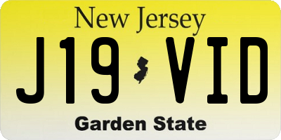 NJ license plate J19VID