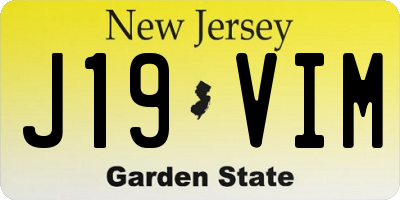 NJ license plate J19VIM