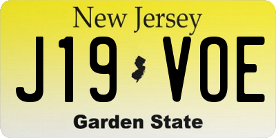 NJ license plate J19VOE