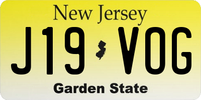 NJ license plate J19VOG