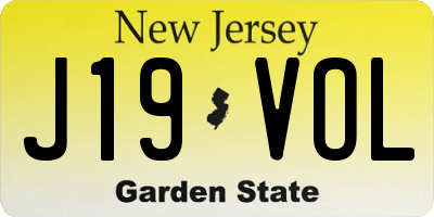 NJ license plate J19VOL