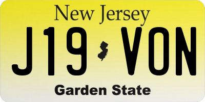 NJ license plate J19VON
