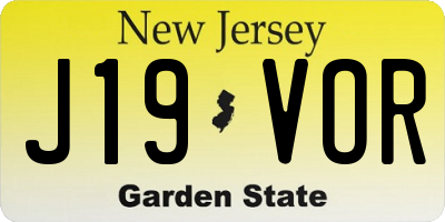 NJ license plate J19VOR