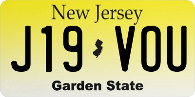 NJ license plate J19VOU