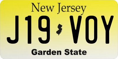 NJ license plate J19VOY
