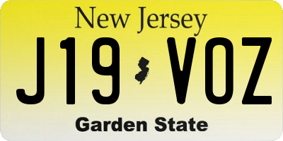 NJ license plate J19VOZ