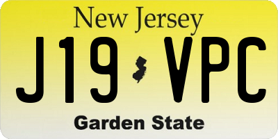NJ license plate J19VPC