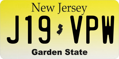 NJ license plate J19VPW