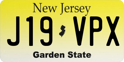 NJ license plate J19VPX