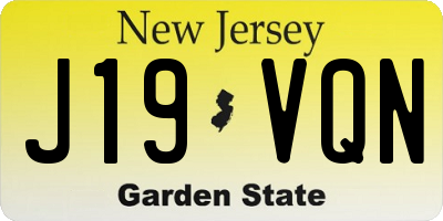 NJ license plate J19VQN