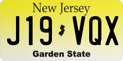 NJ license plate J19VQX