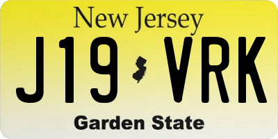 NJ license plate J19VRK