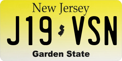 NJ license plate J19VSN