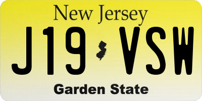 NJ license plate J19VSW