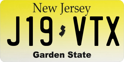 NJ license plate J19VTX