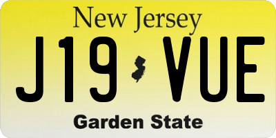 NJ license plate J19VUE