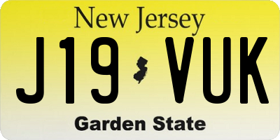 NJ license plate J19VUK