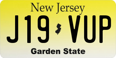 NJ license plate J19VUP
