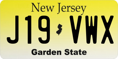 NJ license plate J19VWX