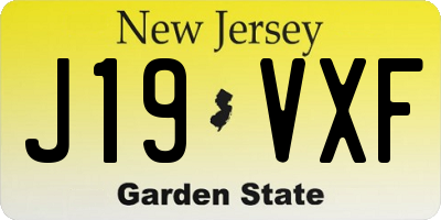 NJ license plate J19VXF