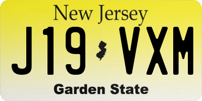 NJ license plate J19VXM
