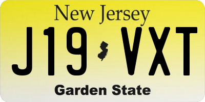 NJ license plate J19VXT
