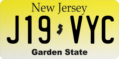 NJ license plate J19VYC