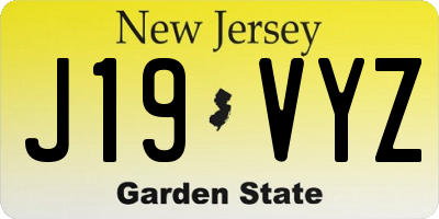 NJ license plate J19VYZ