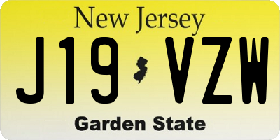 NJ license plate J19VZW