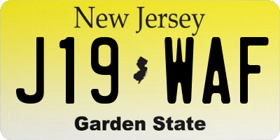 NJ license plate J19WAF