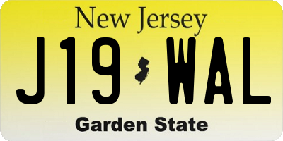 NJ license plate J19WAL