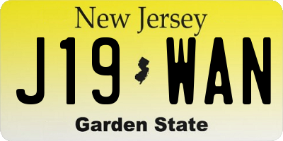 NJ license plate J19WAN