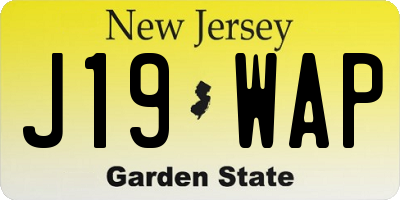 NJ license plate J19WAP