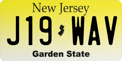 NJ license plate J19WAV