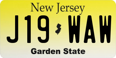 NJ license plate J19WAW