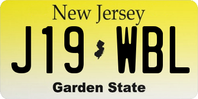 NJ license plate J19WBL