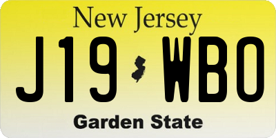 NJ license plate J19WBO