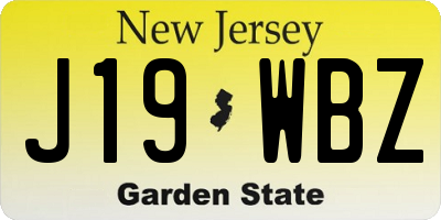 NJ license plate J19WBZ