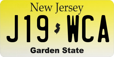 NJ license plate J19WCA