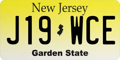 NJ license plate J19WCE