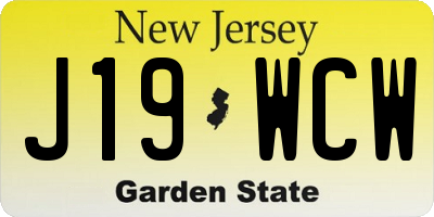 NJ license plate J19WCW