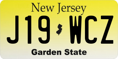 NJ license plate J19WCZ