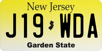 NJ license plate J19WDA