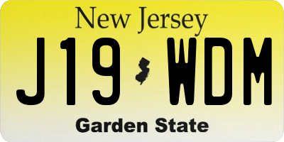 NJ license plate J19WDM